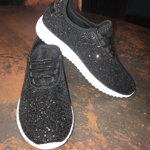 New Black Glitter Bomb Sneakers - Picture 3 of 3